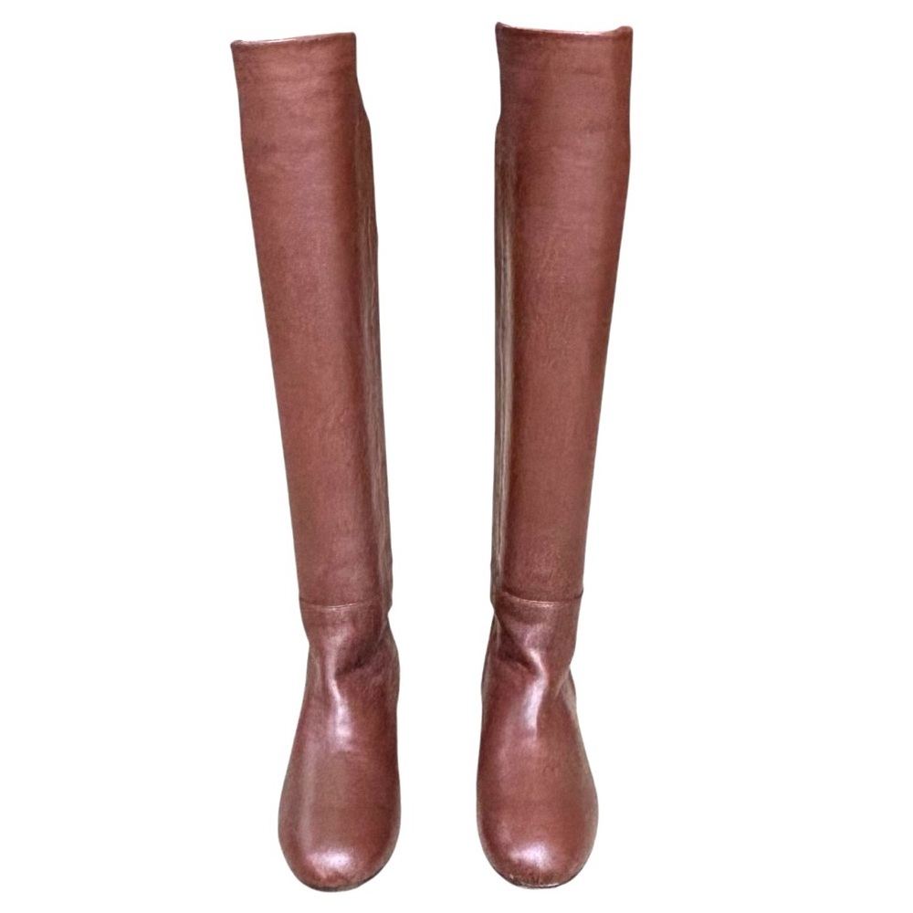 Stuart Weitzman Cognac Stretch Pull On Boots - image 5